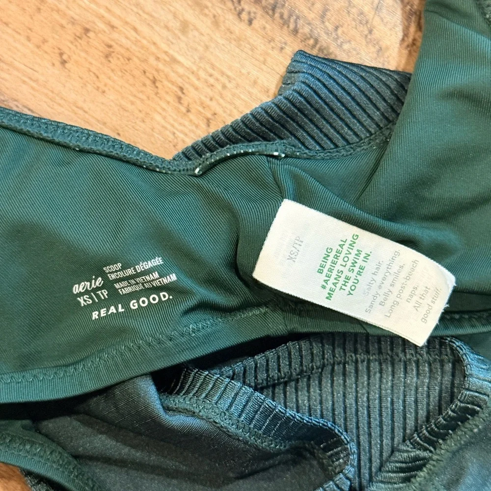 Aerie Dark Green Ribbed Bikini Set - Picture 2 of 3